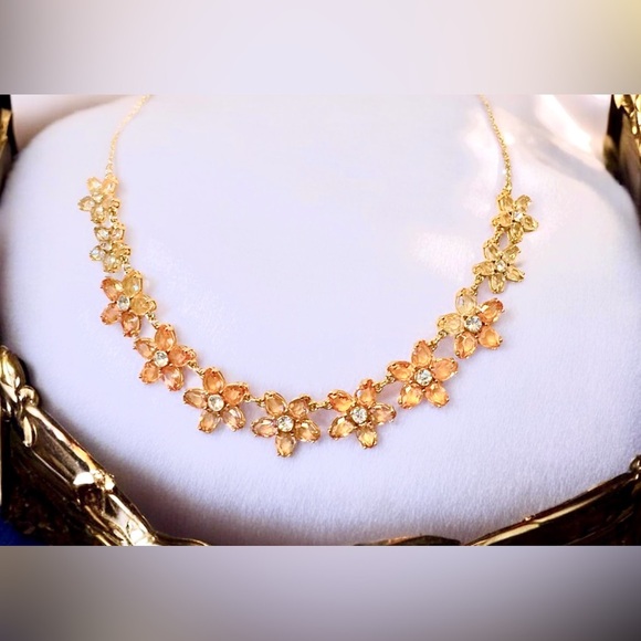 NEW Kate Spade Floral Rhinestone Gold Tone Necklace (15-18”) - Picture 4 of 7